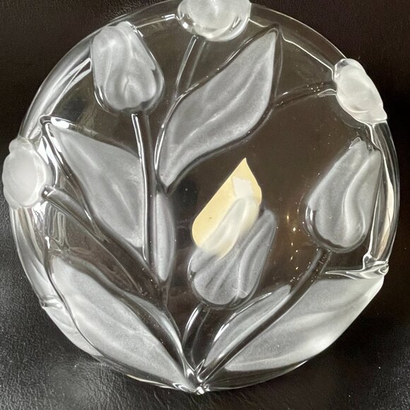 NWT Mikasa Walther Glass 7” Frosted Tulips Etched Glass Bowl-Germany - Picture 6 of 7